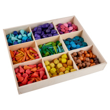 Puzzle Wooden Toys Building Blocks Educational Loose Parts Wood Rainbow Stack Blocks Tree Cones Droplets Honeycomb Mushroom